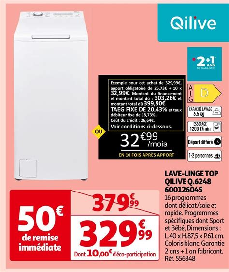 top lave linge auchan